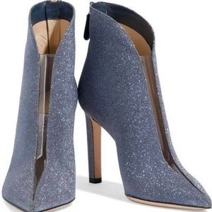 Jimmy Choo Bowie 100 Textured w Clear Panel Women 41 1/2 EUR Ankle Boots.